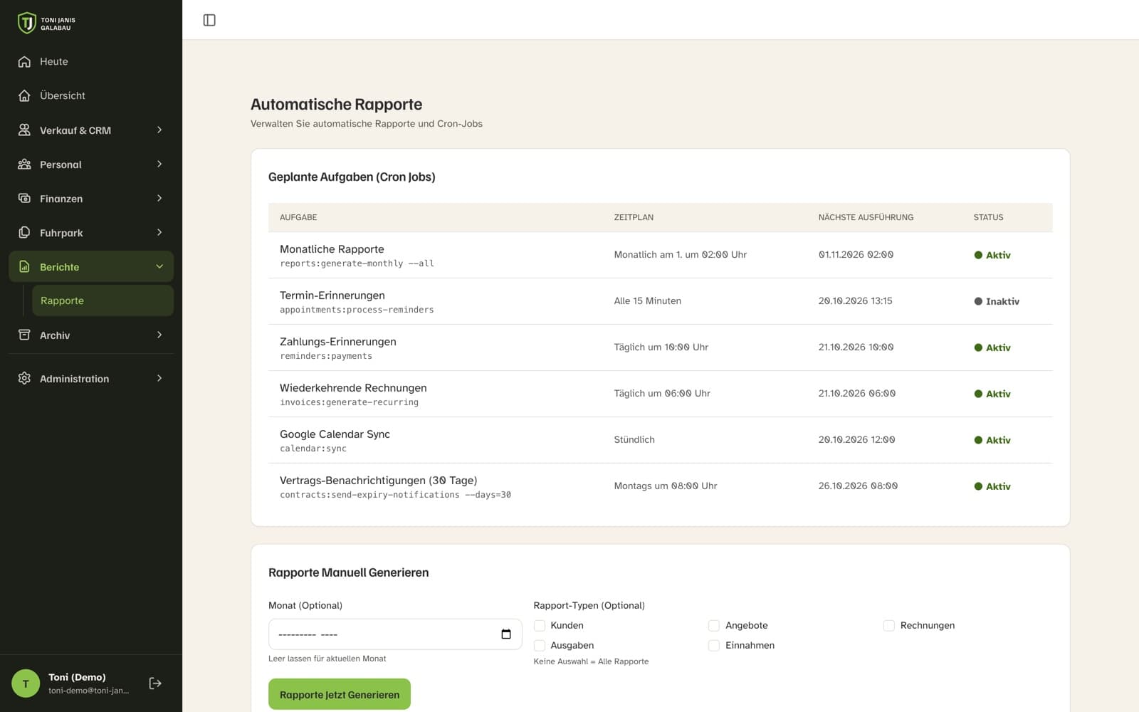Toni & Janis, application de gestion